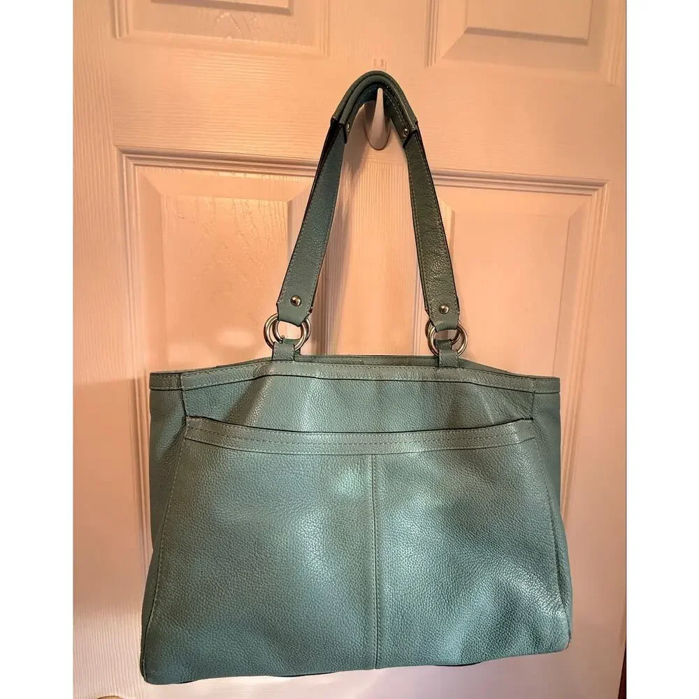 NWOT Coach Penelope Leather Satchel(F14684) green pebbled leather Shoulder bag